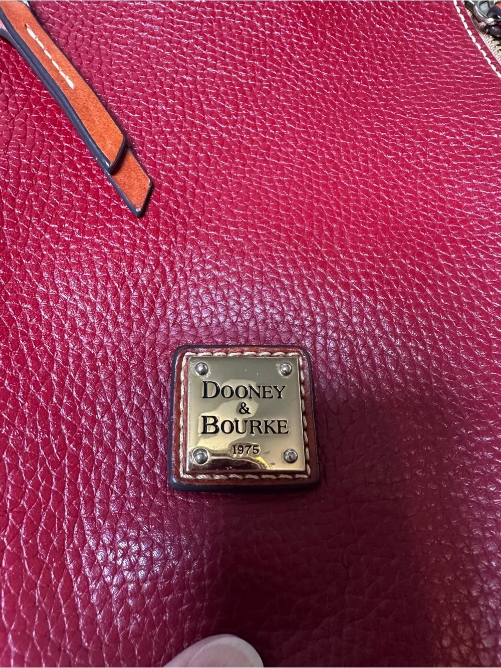 Dooney & Bourke Burgundy Cooper Pebbled Leather Hobo with Tan Accents